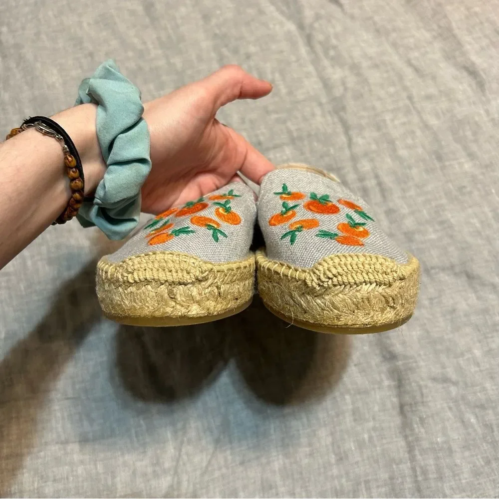 Soludos The Smoking Mule Espadrille Oranges Fruit Dolphin Blue Size 7